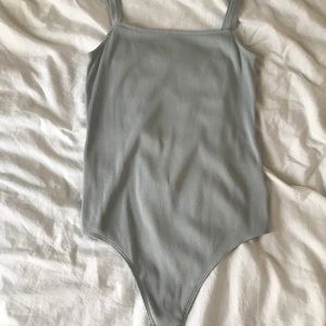 Express Tops - Baby blue ribbed caged bodysuit Express Tops - Baby blue ribbed caged bodysuit